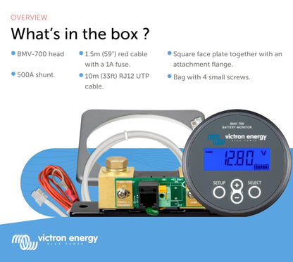 Victron Energy BMV-700 Battery Monitor with Shunt & Display - 6.5-95 VDC - Grey