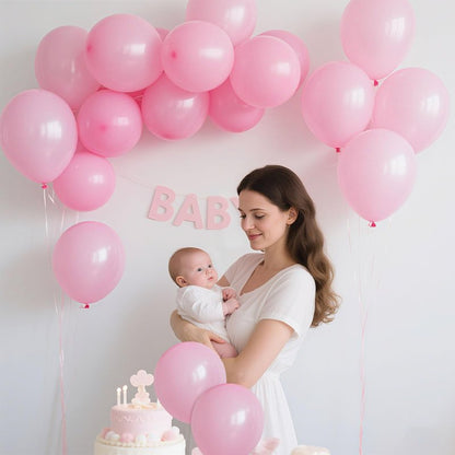 Pink Balloons Light Pink Birthday Decorations 100 Pack 12 inch Round Gender Reveal Ballons for Valentines Birthday Wedding Anniversary Baby Shower Gender Reveal Party Decoration