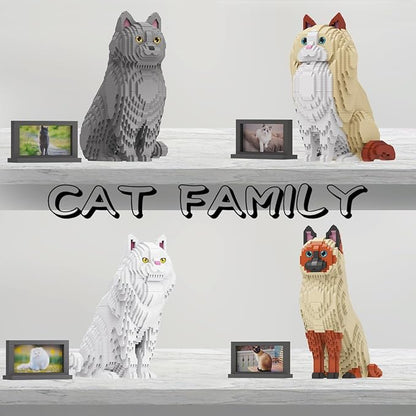 Animal Cat Series Shorthair Blue Cat Micro Building Blocks Set(2903PCS) Gift for Adults and Kids