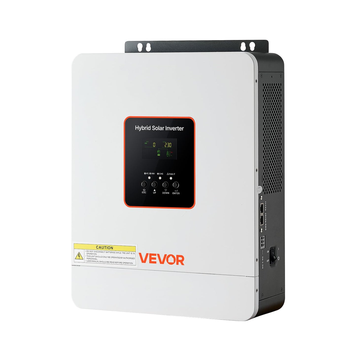 VEVOR 3000W Hybrid Solar Inverter, 24V DC to 230V AC, Pure Sine Wave Power Inverter, Built-in 80A MPPT Solar Charge Controller, Works with Lead Acid Lithium Battery, for Home Camper, Off-Grid, NO WiFi