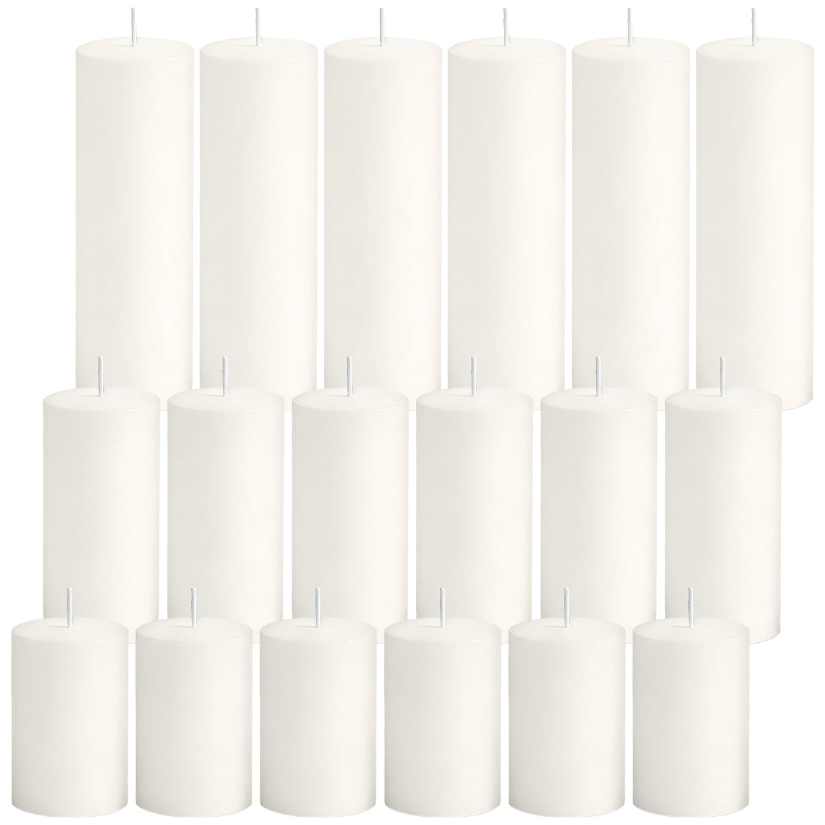 SDBALLBZ 18 Pcs Ivory Pillar Candles Bulk Set, 2x3” 2x4” 2x6” Paraffin Hurricane Candles, Unscented Dripless Smokeless, Long Burning for Party Wedding Events Home Decor