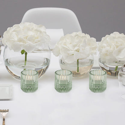 CHOCSTAY Reversible Green Glass Candle Holder Set of 6, Thick Heat-Resistant Glass Candlestick Holders for Taper, Tealight, Votive, LED Candles, Perfect for Wedding, Party, Home Décor