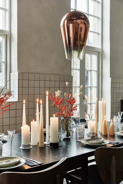 Kunstindustrien® White Taper Candles – Set of 4, 13.8" – Made in Denmark, Long Burning Candles 15h, Unscented & Smokeless Candlesticks – Elegant Tall Candles for Weddings, Dinners & Home Decor (White)