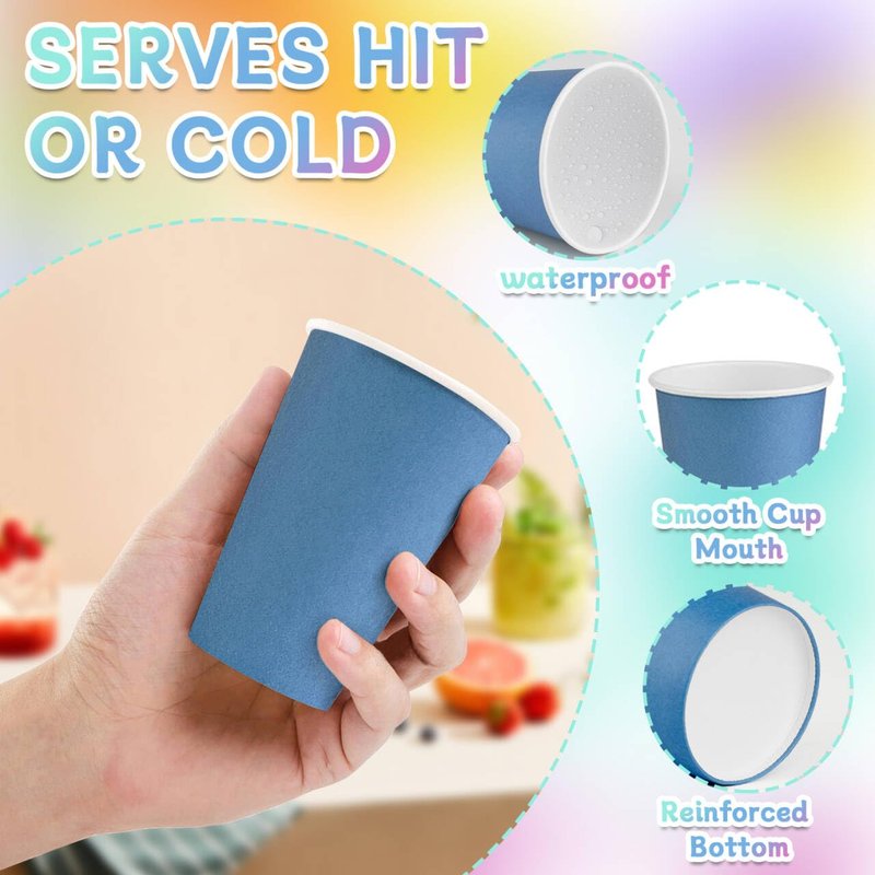 HIKIMA 60 Pcs 9 Ounce Party Cups, Colorful Disposable Paper Cups, Drinking Cups for Party BBQ Travel DIY Snack Picnic and Event 6 Colors