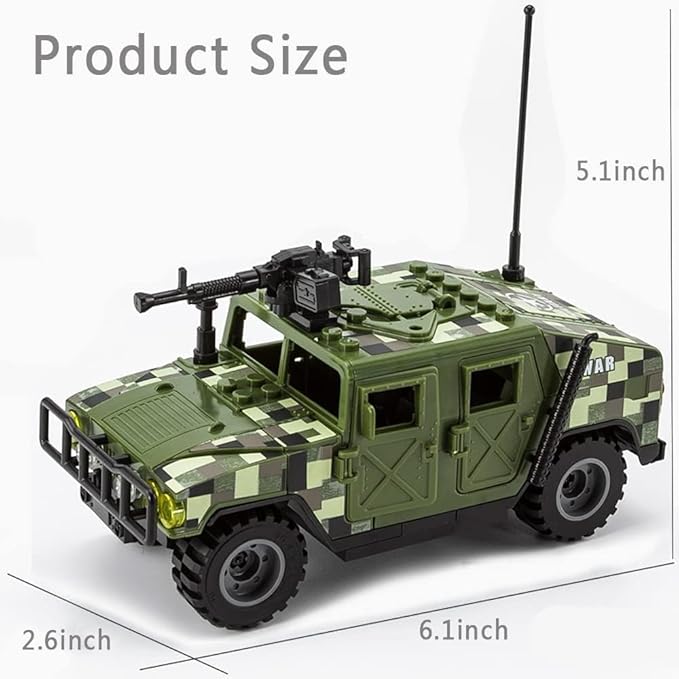 Military Vehicles Building Blocks Sets Compatible with Lego Military Off-Road Vehicle Set Army Model Kit STEM Toys for Boys Kids and Teens Ages 8-14(Green)