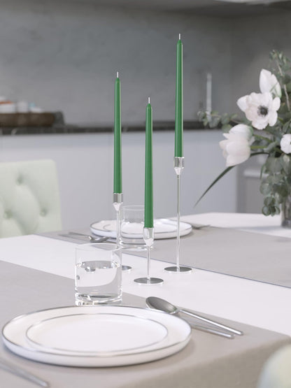 CANDWAX 10 inch Candlesticks Set of 12 - Dripless Taper Candles Perfect for Party or Decor - No Drip Green Candle