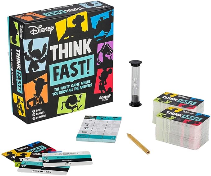 Ridley's Games: Think Fast! -Disney Edition | The Trivia Party Game Where You Know All The Answers | Test Your Disney Knowledge|Great for Parties|Ages 8+ 3+ Players 30-Minute Playtime