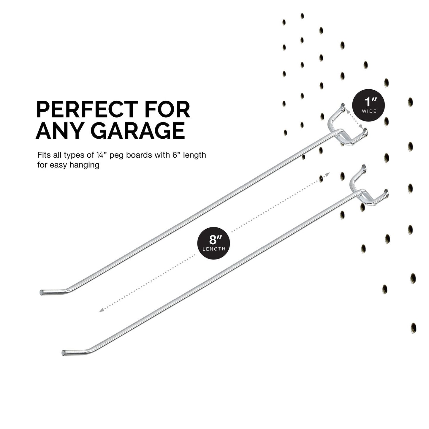 Neiko 53104A 8” Pegboard Hook Organizer Kit, 50 Pack, Hanging Hooks Set for Garage Organization, Great for Wall Hanging and Shelving, Tool Storage, Craft Organizing