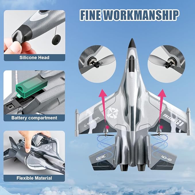 Rc Plane F-22 Stealth Raptor Remote Control Airplane 3 Channel Stunt Fighter with 3 Modes Xpilot Stabilization System Easy Fly for Beginners Aircraft Toy Gift for Adults