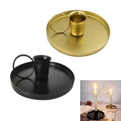 Iron Holder with Handle Elegant Metal Taper Candlestick for Wedding Christmas Table Centerpieces Stand Holder with Handle