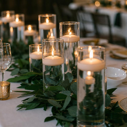 yummi Set of 18 Floating Candles and Cylinder Vases - Ivory
