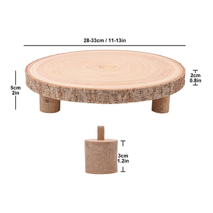 Geytetqi 4 PCS Wood Slice with Legs, 11-13 Inch Rustic Wood Cake Stand, Ideal for Weddings Table Centerpieces, Parties, Home Decorations and Special Events