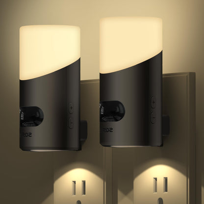 Lyridz LED Night Lights Plug into Wall with Motion Sensor, 1-150LM Dimmable Plug-in Nightlight Indoor for Bedroom, Bathroom, Hallway, Stairs, Pet House, Toilet, 2 Pack