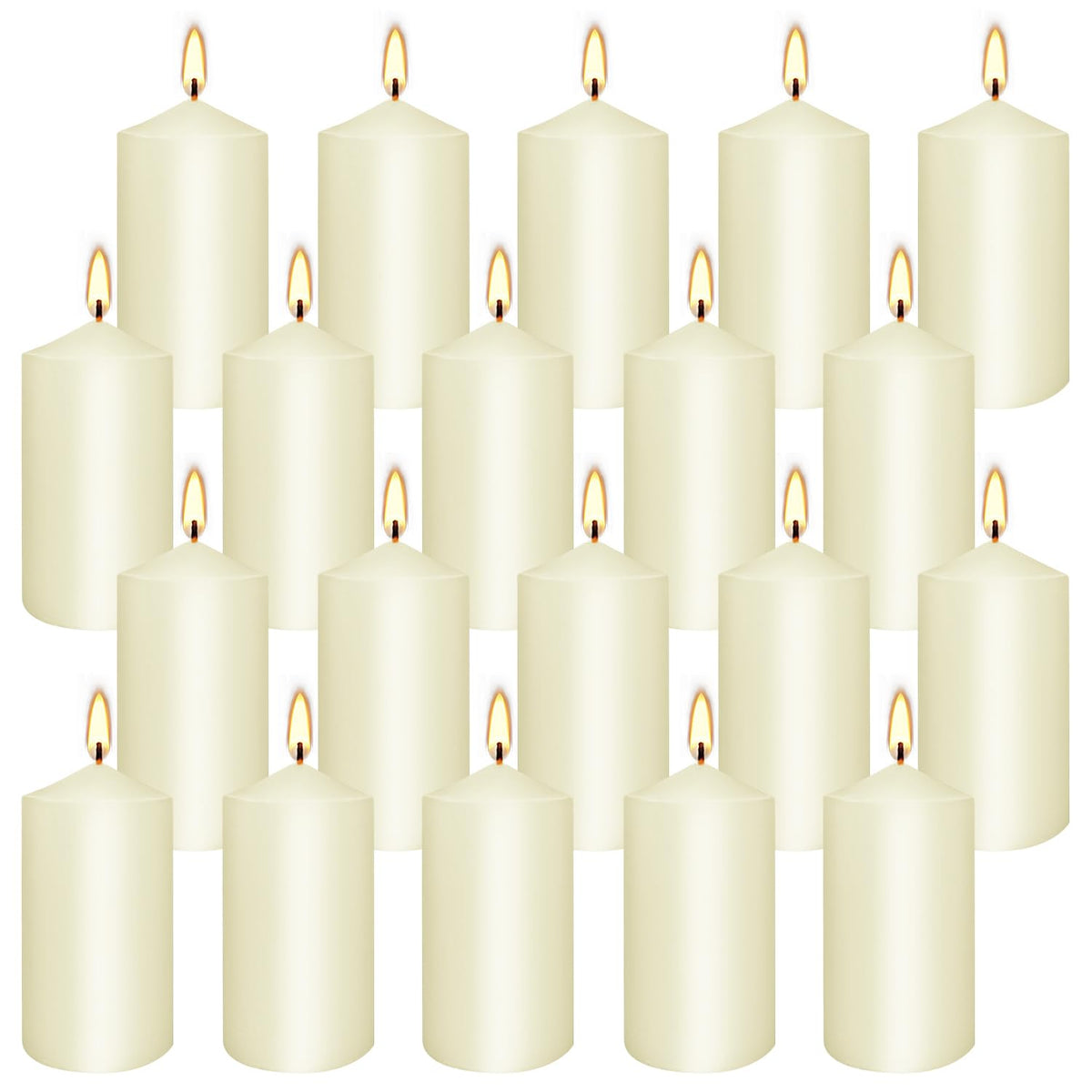 Set of 20 Ivory Pillar Candles,Dripless and Smokeless Dinner Candle, 2x4” Pillar Candles for Parties Weddings,Spa,Home Décor,Parties and Special Occasions.