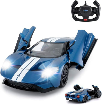 RASTAR RC Car | 1/14 Ford GT Remote Control RC Race Toy Car for Kids Open Doors by Manual Blue (2.4GHz)