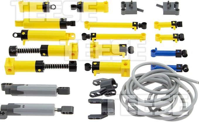 21pcs Pneumatic-Kits Compatible with Technic-Parts Piston-Pressure-Rod Air-Pump-Cylinder-Hose MOC Car-Truck-Replacement-Parts