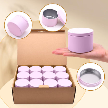 YJHSS 24-Pack 8oz Candle Tins with Lids, Metal Candle Jars for Candle Making, Empty Containers Vessels Bulk for Small Business & Beginners DIY Storage -Pink