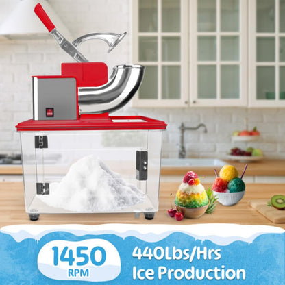Ice Crusher Machine - Snow Cone Machine with Dual Stainless-Steel Blades - 440lbs/hour 250W Shaved Ice Machine with 39L Capacity - Slushy Machine for Home, Bar or Restaurant by Great Northern Popcorn