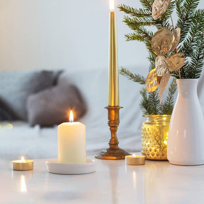 12 Pack Ivory 2x3 Inch Pillar Candles, 22 Hours Unscented Column Candles, Dripless Smokeless Unscented Candles for Home Weddings Restaurant Spa Church and Emergency