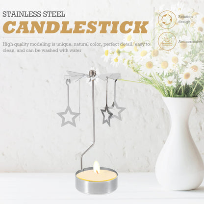 Beaupretty Romantic Rotating Candlestick Holder Elegant Star Design for Party Table Decoration for Home Decor and Special Occasions