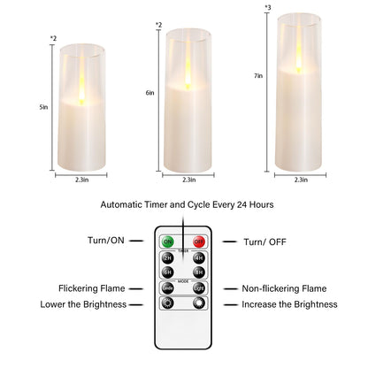 kakoya Flameless LED Candles Upgraded Realistic Flickering Flame,7Pcs Battery Operated Candles with Remote Timers,LED Pillar Candles for Home Decor,Christmas,and Parties（White）