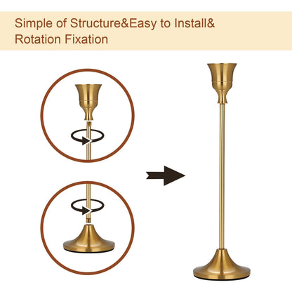 Candle Holder Brass Gold Candlestick Holders Set of 6, Metal Taper Candle Holders for Table Centerpiece Fits 3/4 inch Candles, Tall Candle Stands for Halloween Thanksgiving Christmas