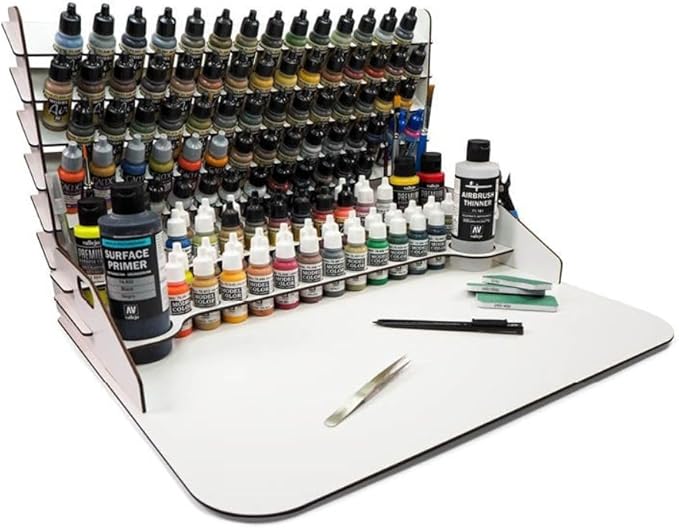 Vallejo - Paint Display and Work Station with Vertical Storage for Acylic Paints for Scale Models and Miniatures | Size 50 x 37 cm (19.69 in x 14.57 in)