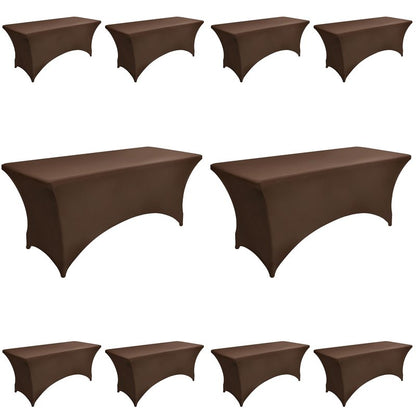 ZarzaaSik 10-Pack 6ft Spandex Table Covers for Rectangle Standard Folding Tables - Wrinkle Resistant Stretch Tablecloths - Ultimate Fitted Table Protector for Parties, Banquet, Wedding
