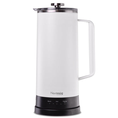 Nextmug Press - Temperature-Controlled, Self-Heating French Press (White - 40 oz.)