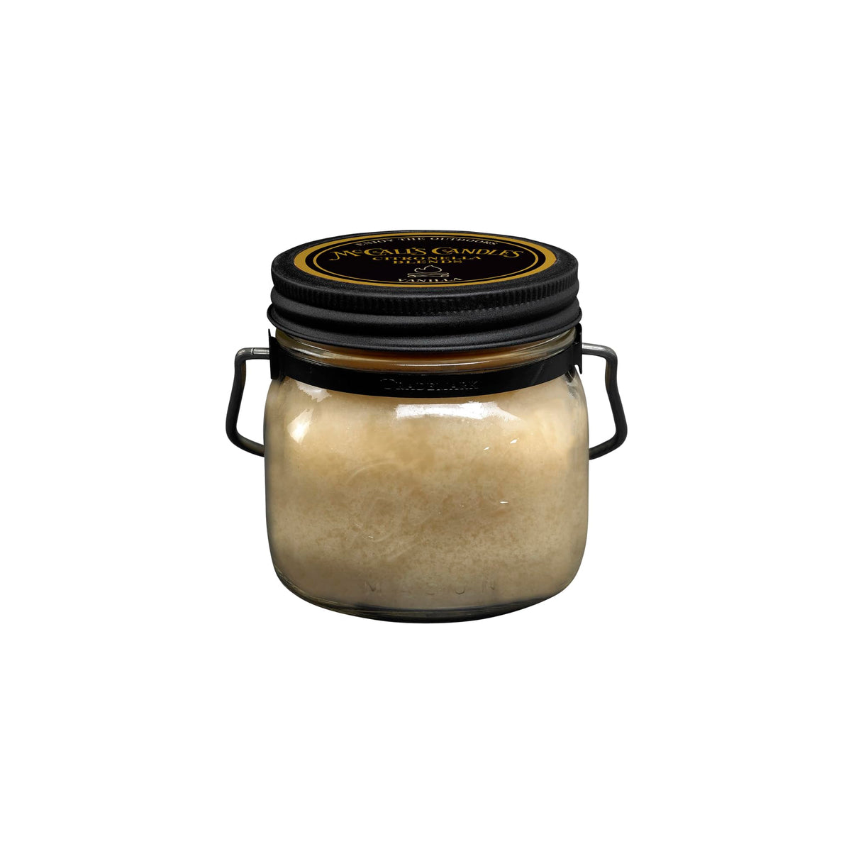 McCall’s Candles | Vanilla Citronella | 16 oz Two-Wick Scented Candle | USA-Poured | Vintage Mason Jar with Carrying Handle | Outdoor Patio Candle with Fresh Vanilla & Citrus