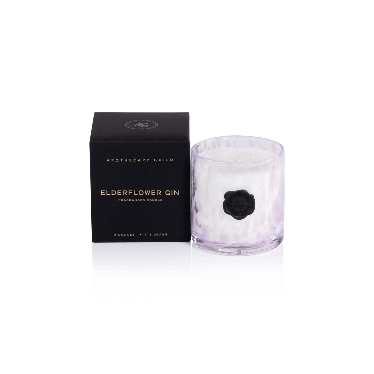 Zodax Apothecary Guild Scented Opal Glass Jar Candle in Gift Box- 4 oz - Elderflower Gin