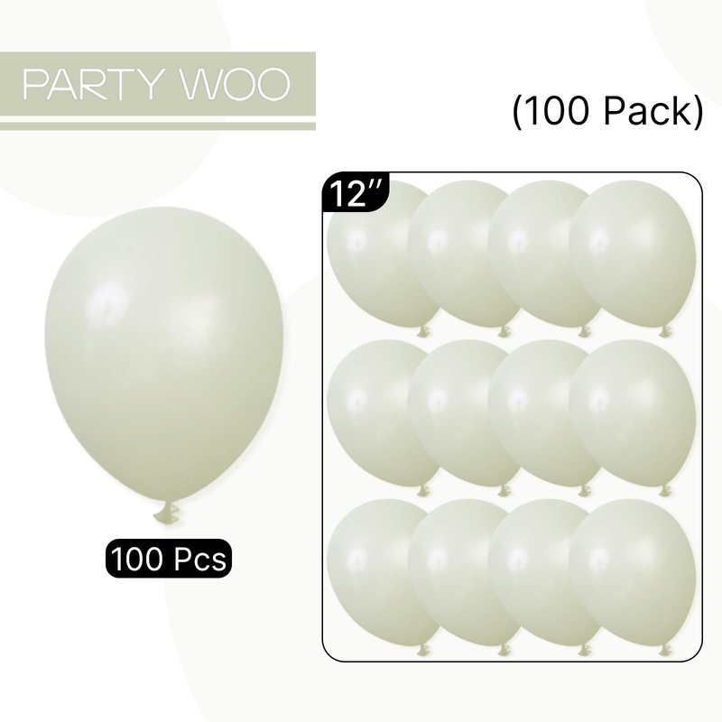 PartyWoo Sage Green Balloons 100pcs 12 Inch Boho Dusty Olive Green Latex Balloons for Birthday Baby Shower Graduation Engagement Wedding Dinosaur Jungle Golf Football Theme Party Decorations Green-F32