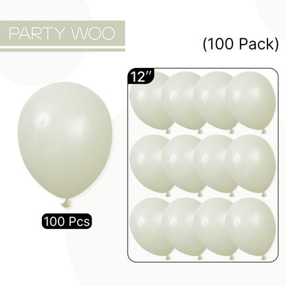 PartyWoo Sage Green Balloons 100pcs 12 Inch Boho Dusty Olive Green Latex Balloons for Birthday Baby Shower Graduation Engagement Wedding Dinosaur Jungle Golf Football Theme Party Decorations Green-F32