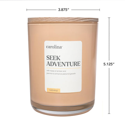 Carolina Seek Adventure Scented Candle, 16 oz Amber & Jasmine Scented, 2 Wick Wellness Relaxing Candle, 60H Burn Time, Ideal for Creating a Welcoming Home - Made in The USA