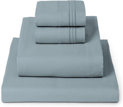 Mellanni Full Sheets Set - 4 PC Hotel Luxury Bedding - Extra Soft, Cooling, Wrinkle Resistant | Spa Blue