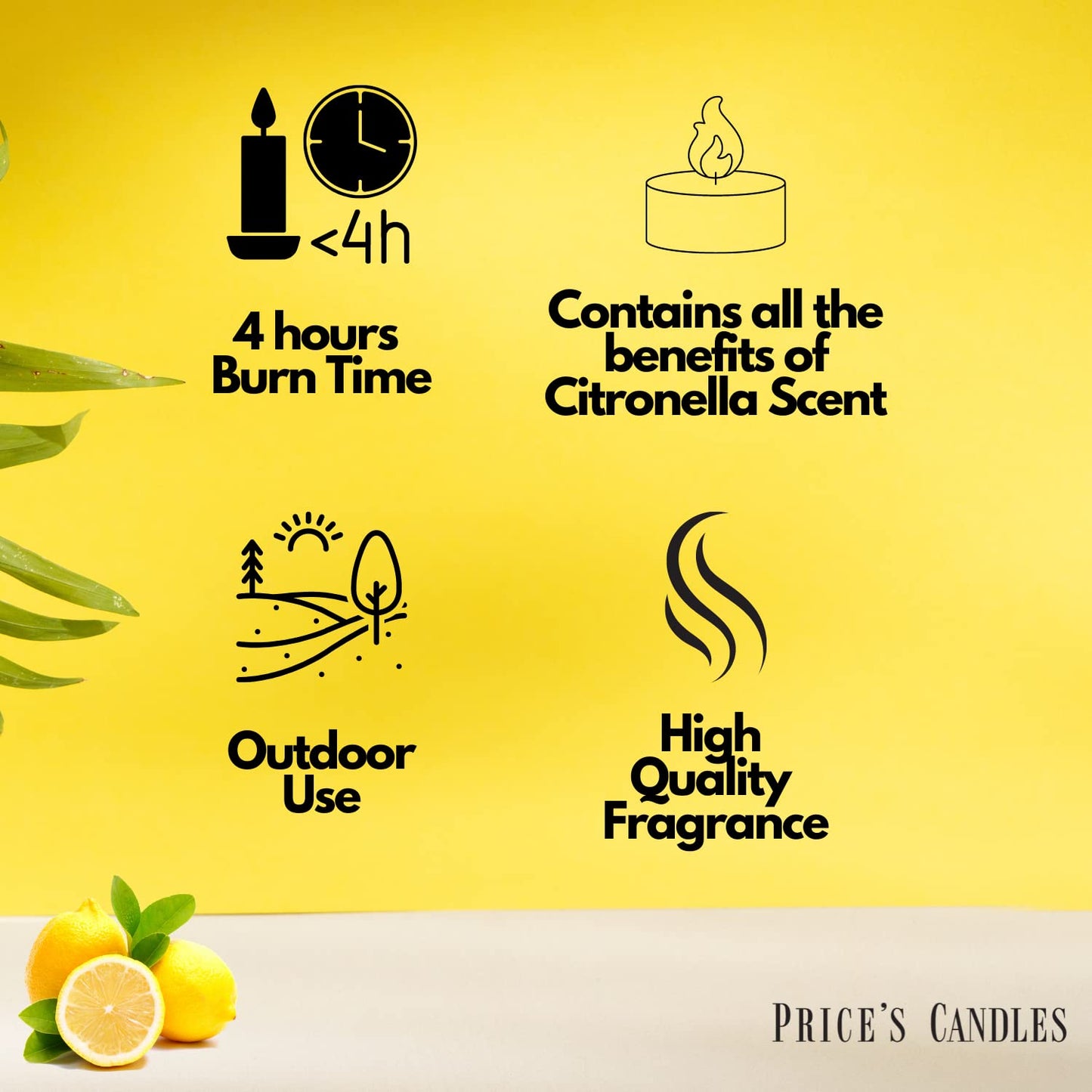 Price's Candles Citronella Scented Tealights | Contains The Benefits of Citronella, Protects from Unwanted Guests | Pack of 50