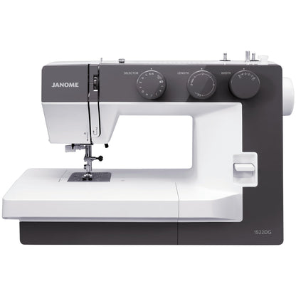 Janome 1522DG Mechanical Sewing Machine - Aesthetic Dark Gray Sewing Machine for Beginners, 22 Built in Stitches, 1 Step Buttonhole, Heavy Duty Metal Frame, Built in Needle Threader for Easy Use