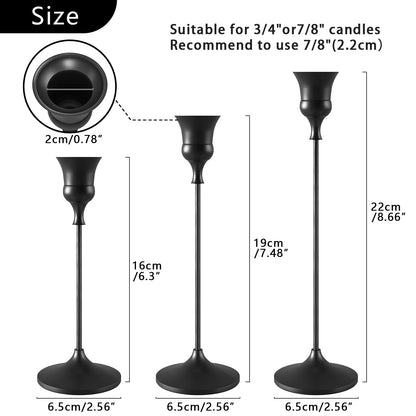Candlestick Holders Black, 12 Packs Taper Candle Holder for Candlesticks, Candle Sticks Holder Decor for Home Decor