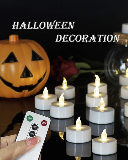 Paichi Tea Lights Candles Battery Operated with Remote Control, 24Pcs Flickering Flameless Candle with Timer, Long Lasting 400+ Hours Led Electric Candle for Home Decor, Wedding, Party (WarmWhite)