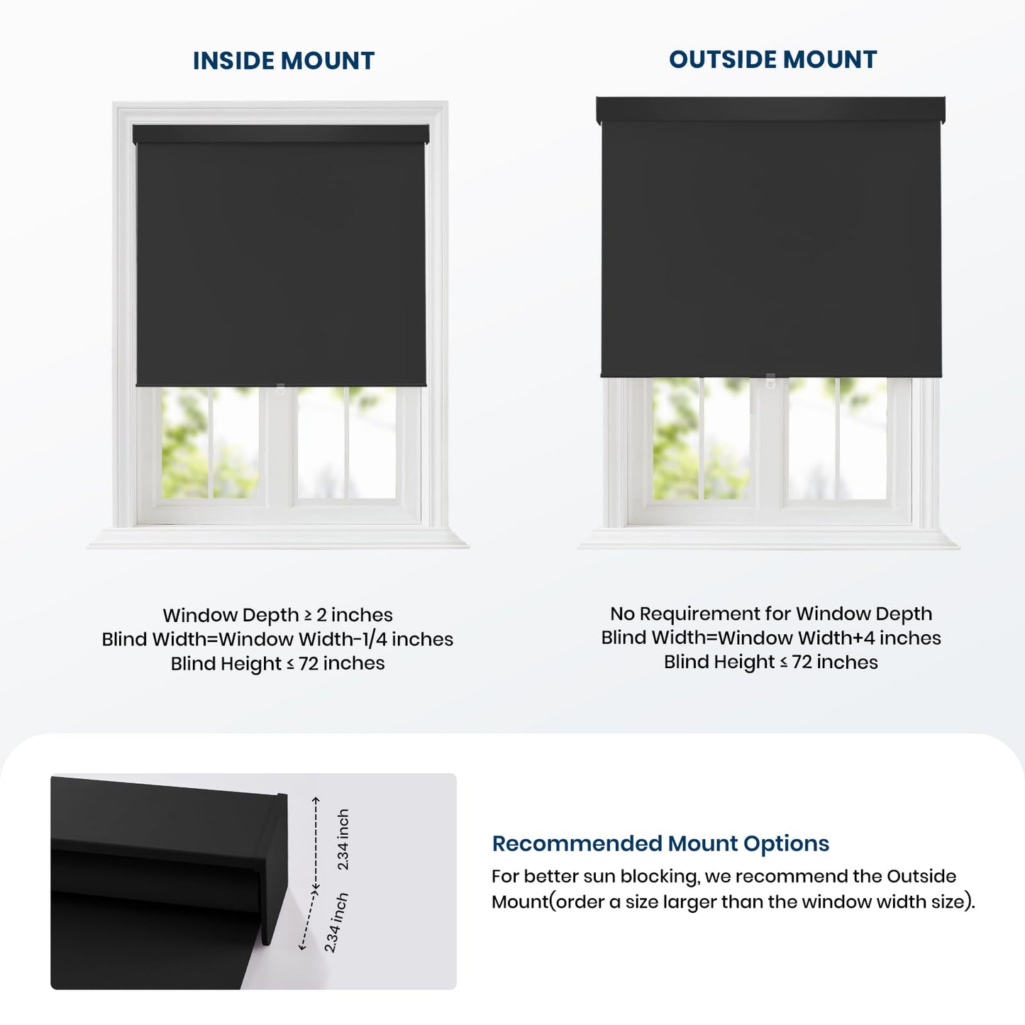 100% Blackout Roller Shades Cordless Blinds for Indoor Windows,Free-Stop Window Shades Pull Down,Thermal Insulated Fabric UV Protection,Blackout Window Guard Blinds for Home,Office,Black,30" W x 72" H