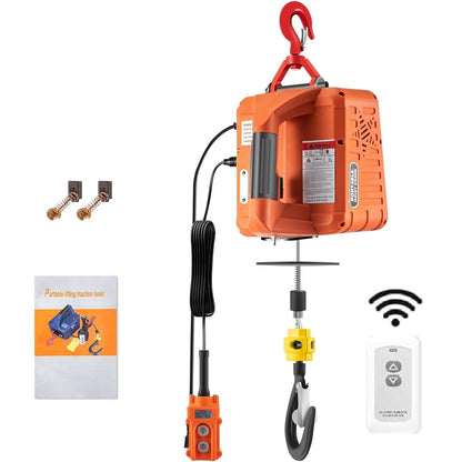 VEVOR 3in1 Electric Hoist Winch, 1500W Portable Electric Winch, 110V Power Winch Crane, 25ft Lifting Height, Overload Protection for Lifting