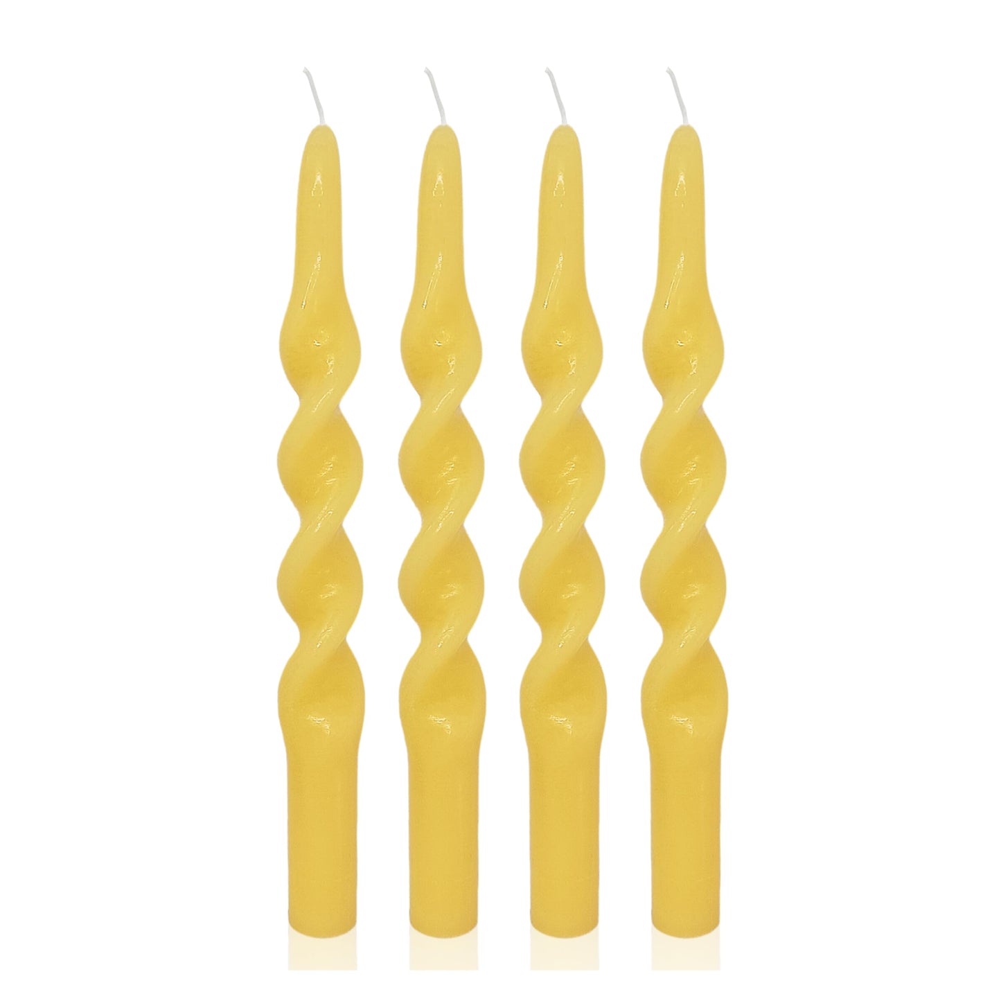 Beeswax Spiral Taper Candles Smokeless Twisted Candle Sticks 4 Pack Yellow Taper Candle Sticks 10 inch Tall Taper Candlesticks for Home Decor Dinner Wedding Emergency