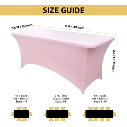 ZarzaaSik 6-Pack 4ft Spandex Table Covers for Rectangular Folding Tables - Wrinkle Resistant Stretch Tight Table Cloths - Ultimate Fitted Table Protector for Parties, Trade Shows, and Wedding
