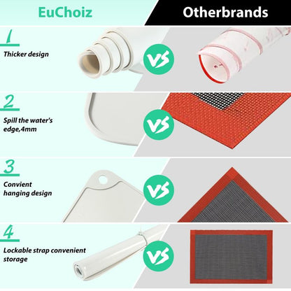 EuChoiz Silicone Pastry Mat 32"*24" Extra Thick Non Stick Baking Mat Food Grade Silicone Dough Rolling Mat with Edge Heightening Large
