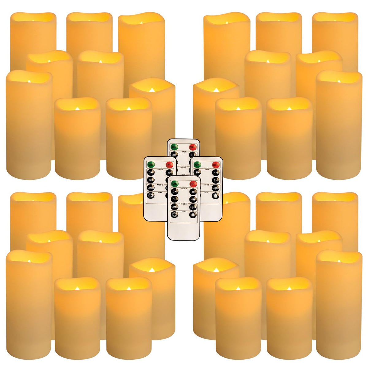 Aamdkcyu 36 Pack Waterproof Flameless LED Candles - Outdoor Battery Operated Candles with Remote & Timer, Realistic Flickering Flame, Safe for Porch, Patio, Weddings, Parties & Home Decor