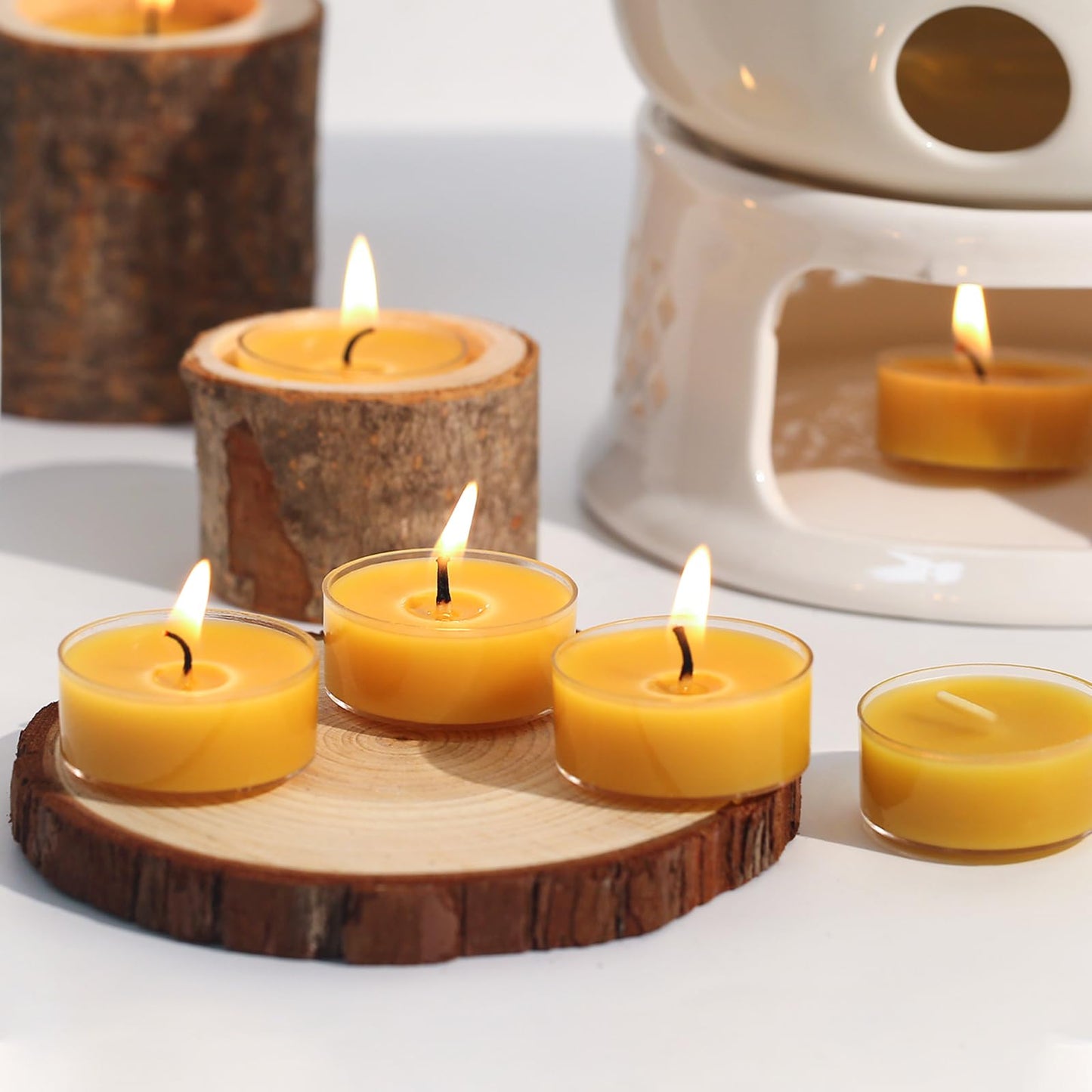 Beeswax Tealight Candles+ White Floating Candles