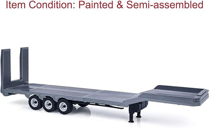 73.5Cm Plastic Semi Trailer Flatbed 1502 for 1/18 Remote Control Tractor Truck Huina 1501 Electronic Support Legs Tail Board fit with TH25071 770S Tractor for Ages 14+(Gray)
