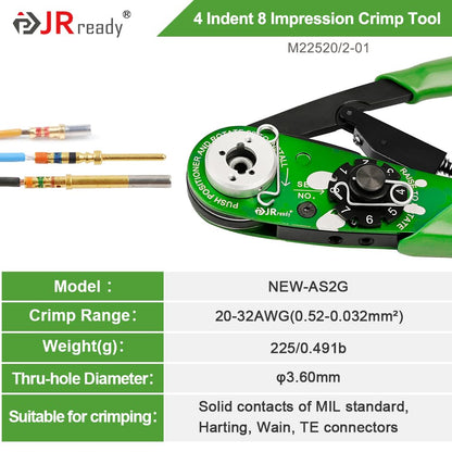 JRready ST2162-1 Crimp Tool Kit,M22520/2-01 NEW-AS2G Crimper 20-32AWG,5 Pcs Positioners and M81969/14-01 * 2 M81969/14-10 * 2 Installing Removal Tool