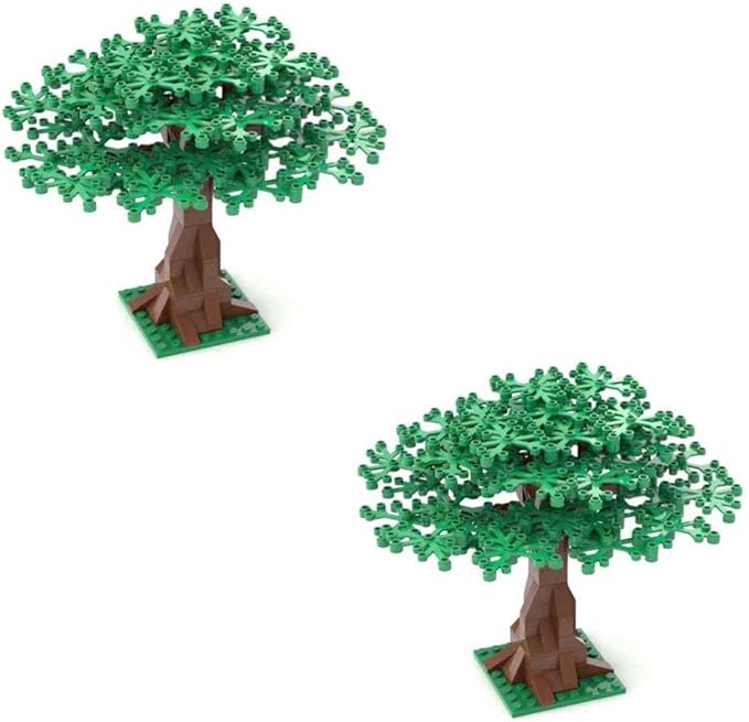 General Jim's 6.5 Inch Large Green Landscape Trees Building Bricks City &amp Diorama Scenery Set of 2 Compatible with Major Brands GJ-LGT2