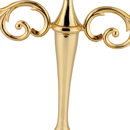 3 Arms Metal Candle Holder, European Style Candelabra for Wedding and Home Decor, Exotic Retro 3 Branches Candlestick with Gold and Silver Finish for Candlelight Dinner (Gold)